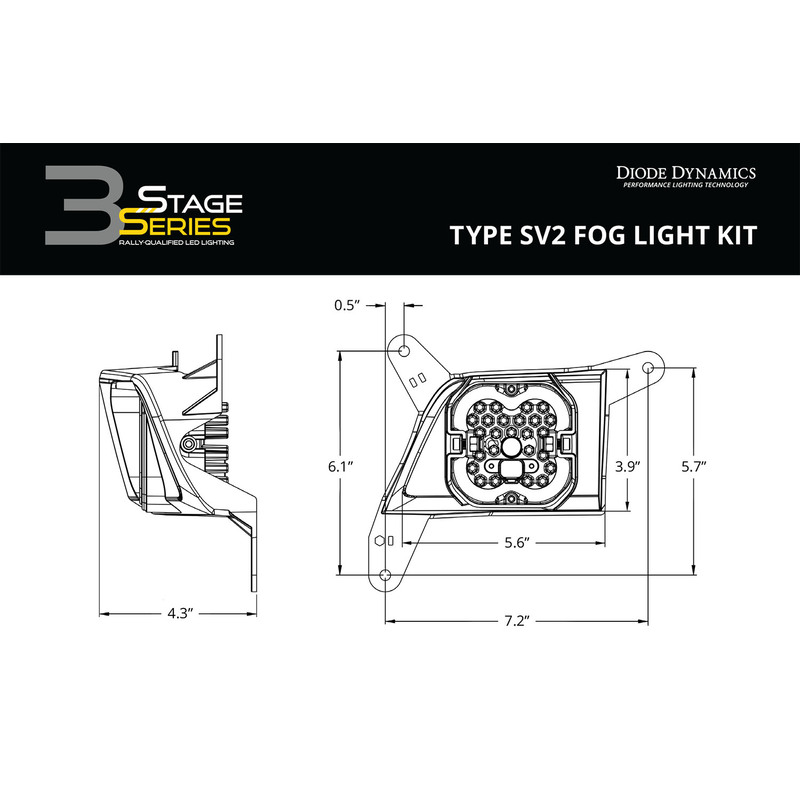  Diode Dynamics - SS3 Pro Type SV2 Kit ABL Yellow SAE Fog